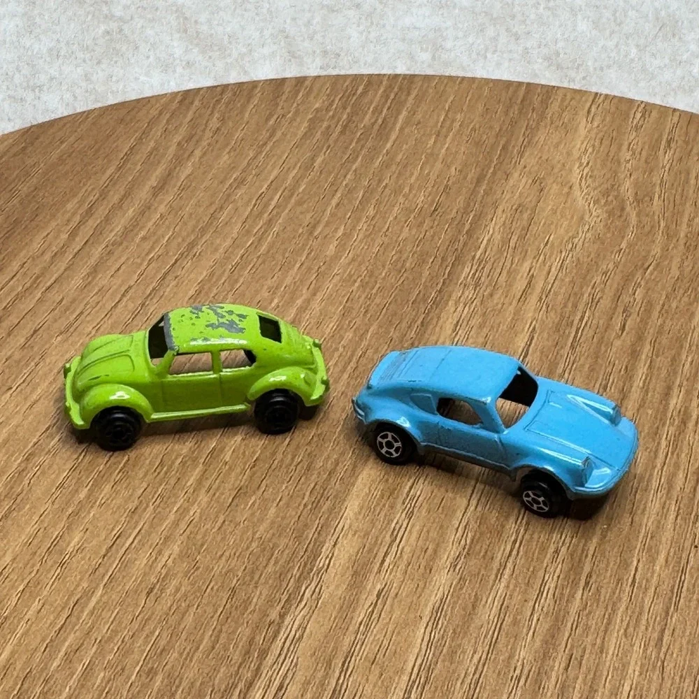 VTG Mini Toy Cars Hong Kong Green Beetle‎ Totsie Blue Porche 911 Diecast 70's